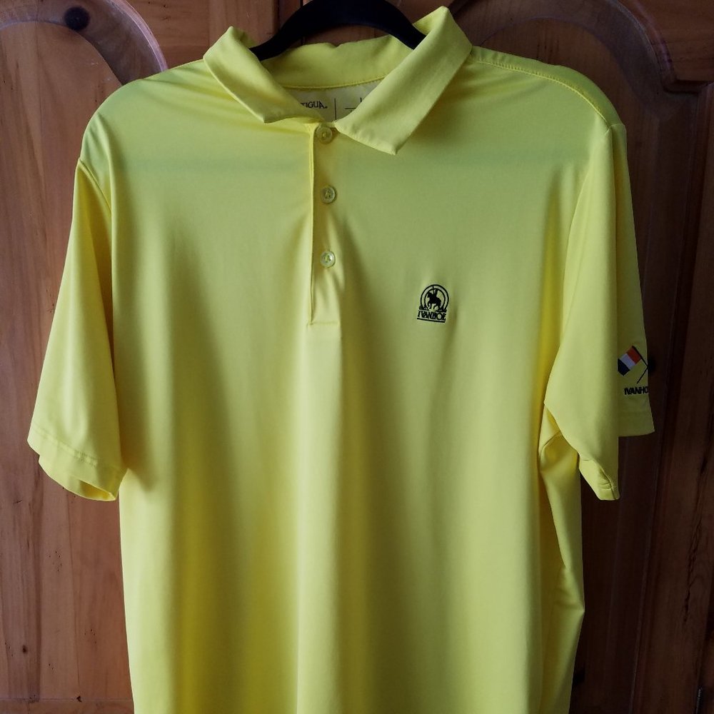 Antigua Desert Dry Polo Golf Shirt Size Large Yellow Ivanhoe GC (Illinois) EUC